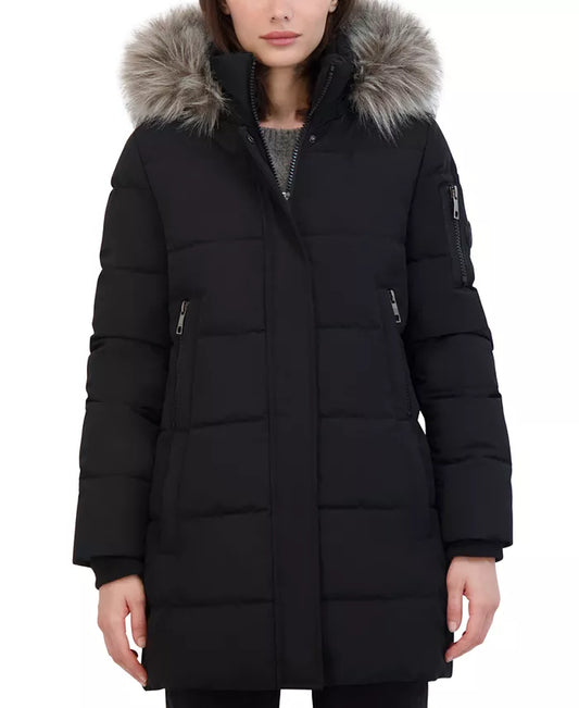 Women'S Faux-Fur-Trim Hooded Puffer Coat