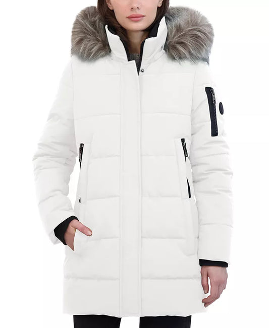 Women'S Faux-Fur-Trim Hooded Puffer Coat