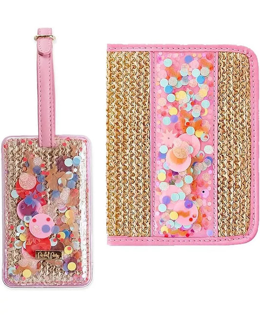 Travel Bundle Women'S Travel Accessory Passport Holder and Luggage Tag, Woven with Faux Leather