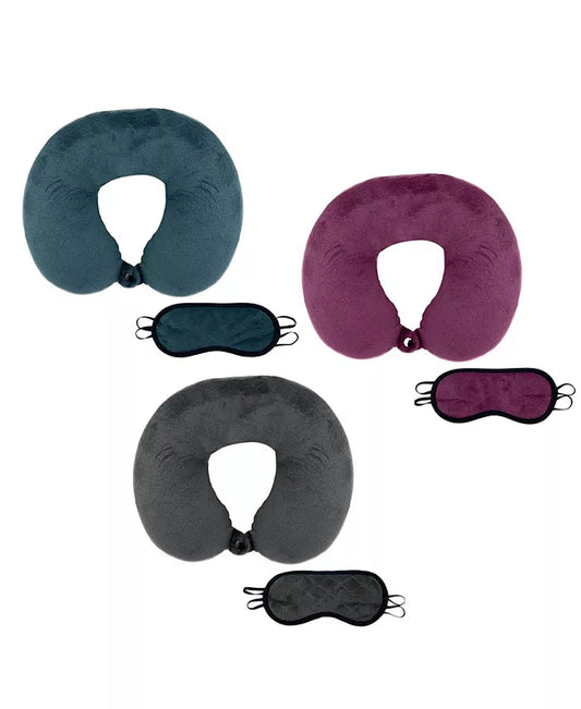 3 Memory Foam Travel Pillows with Sleep Masks By